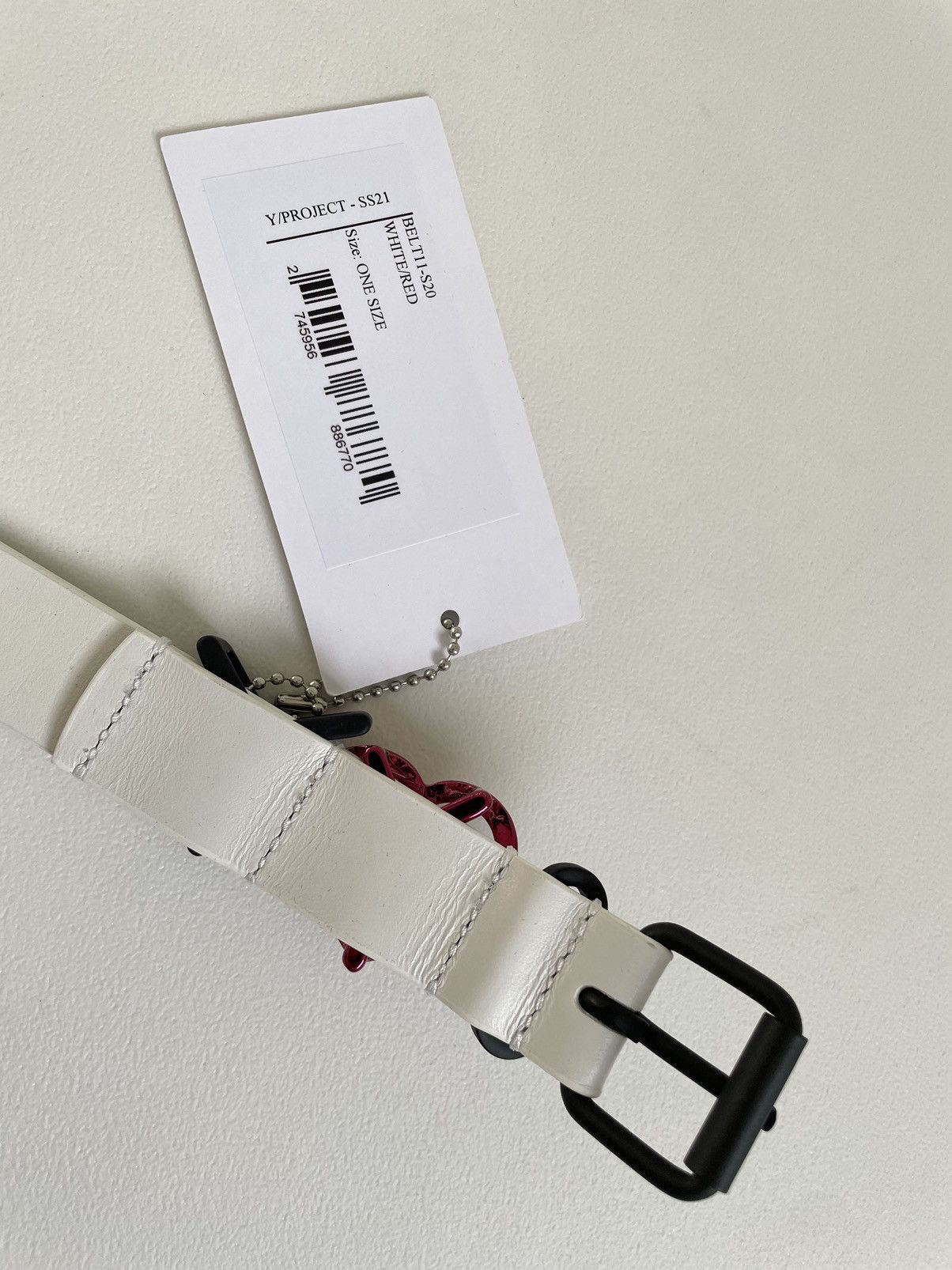 Y/Project White Leather ‘I Heart Y’ Metal Buckle Belt Size ONE SIZE - 8 Thumbnail