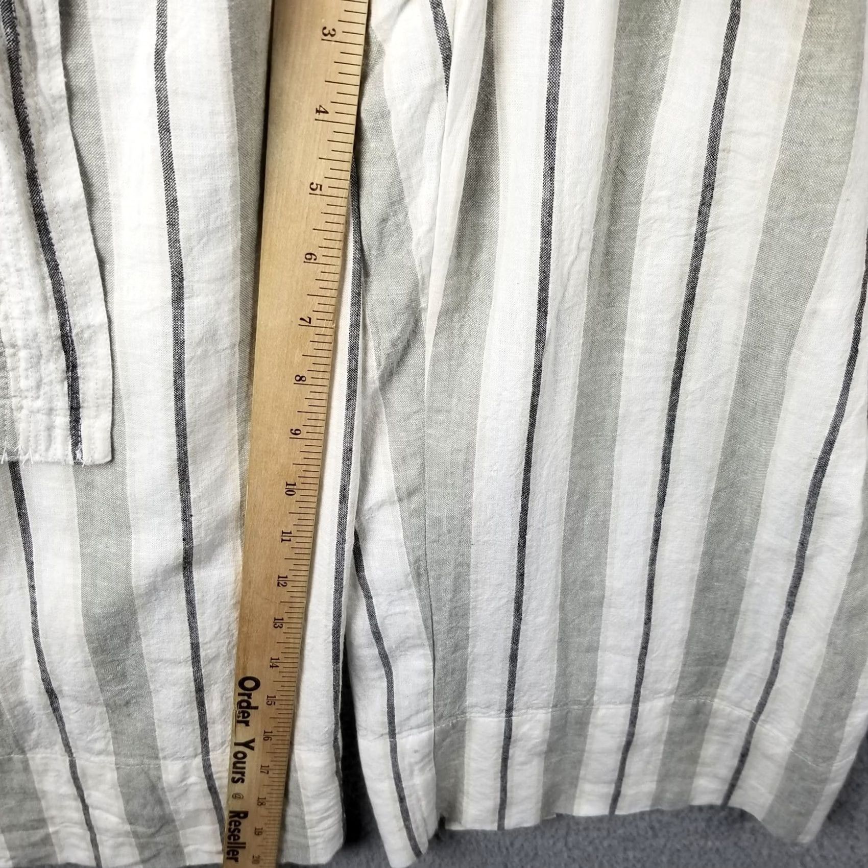 Vintage Zac & Rachel Pants Women 1X Ivory Linen Blend Striped Wide Leg Tie Waist Paperbag High Rise Casual Workwear Plus Size 38W Mens Womens Girls Boys Size 26" / US 2 / IT 38 - 7 Thumbnail
