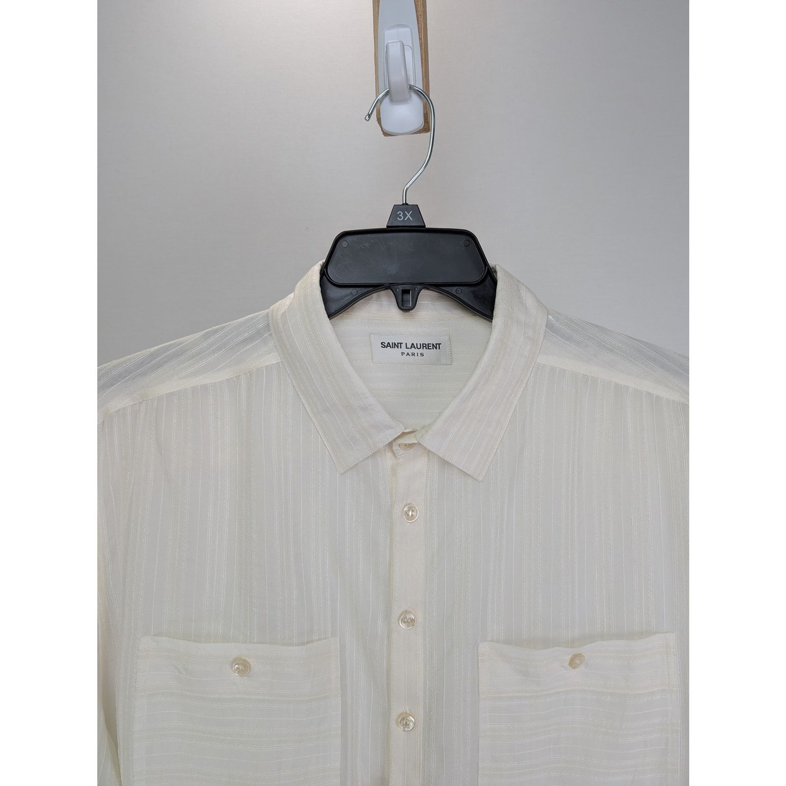 Saint Laurent Paris o1rshd1 Chemise Tunique Patte Polo Cup 9601 Shirt in Ivory Size US XL / EU 56 / 4 - 4 Thumbnail