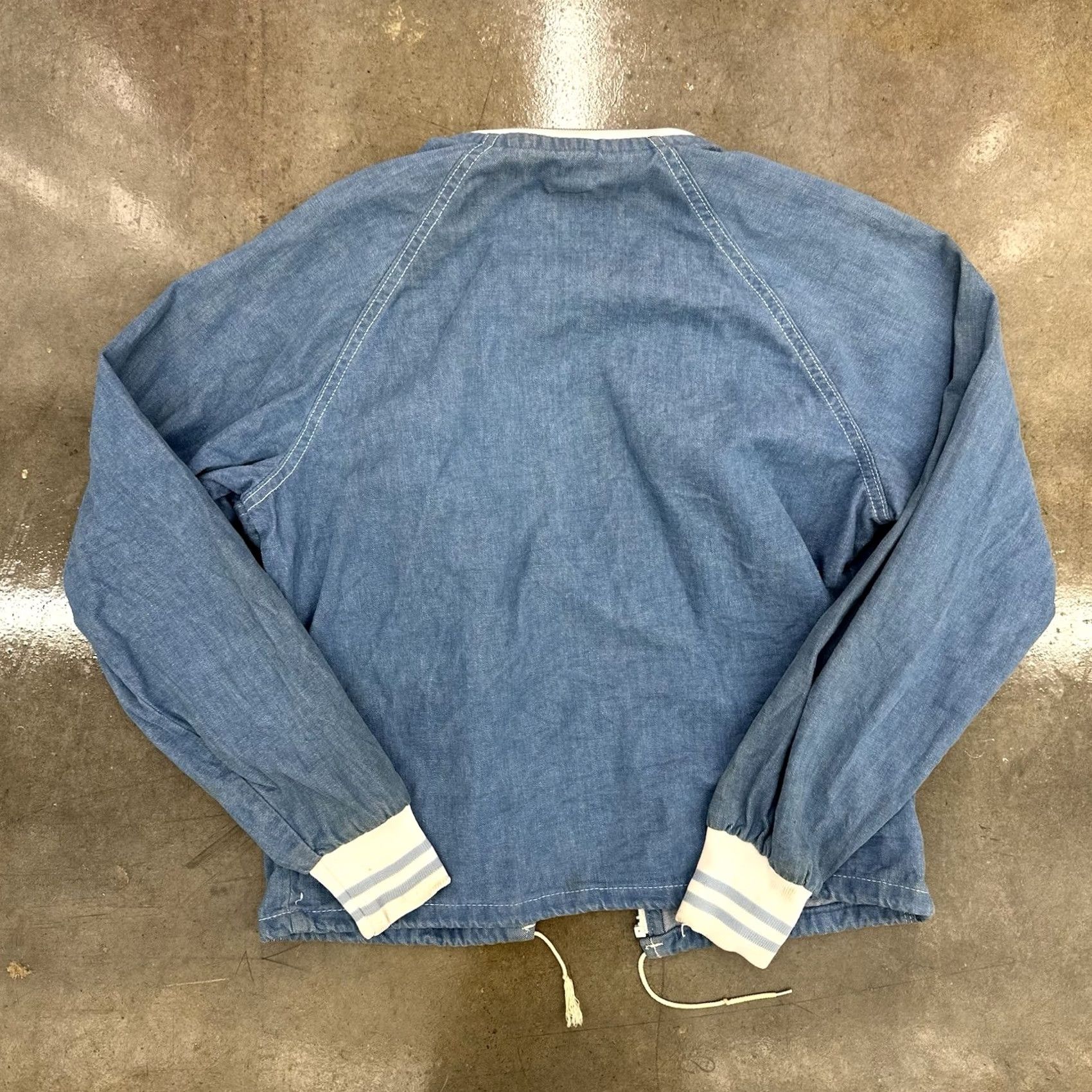 Denime VINTAGE Women’s 70/80s Lightweight Cotton Denim Varsity Jacket Letterman Medium Jacket Blue Womens 1980s - Denim Varsity Letterman, M Size M / US 6-8 / IT 42-44 - 5 Thumbnail