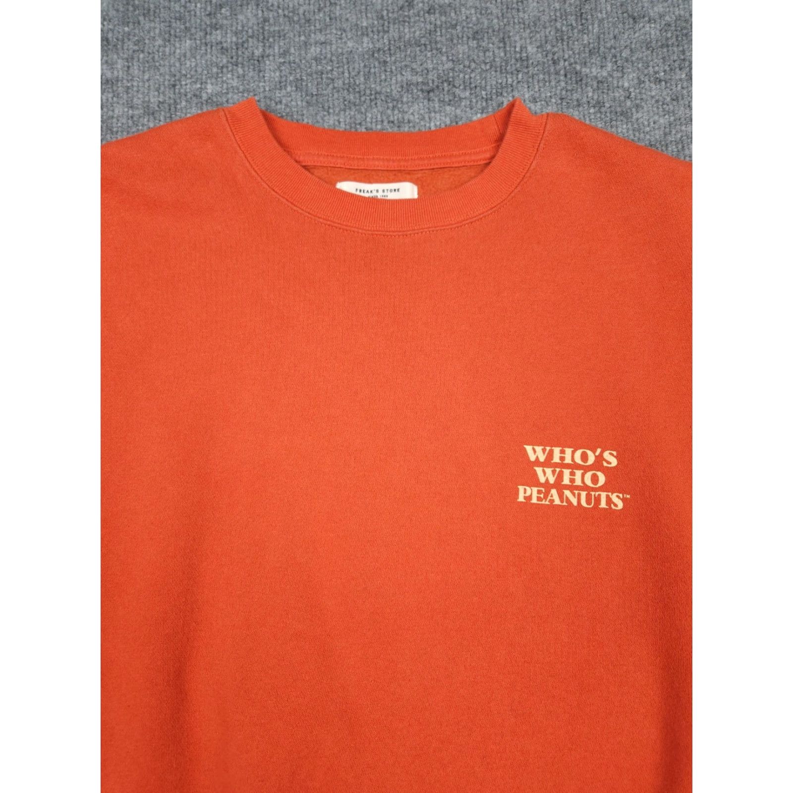 Peanuts FREAK'S STORE Peanuts Sweater Sweatshirt Orange Graphic Crew Neck Unisex Adults 2XL One Size Relaxed Knit Pullover Shirt Size XXL / US 16-18 / IT 52-54 - 4 Thumbnail