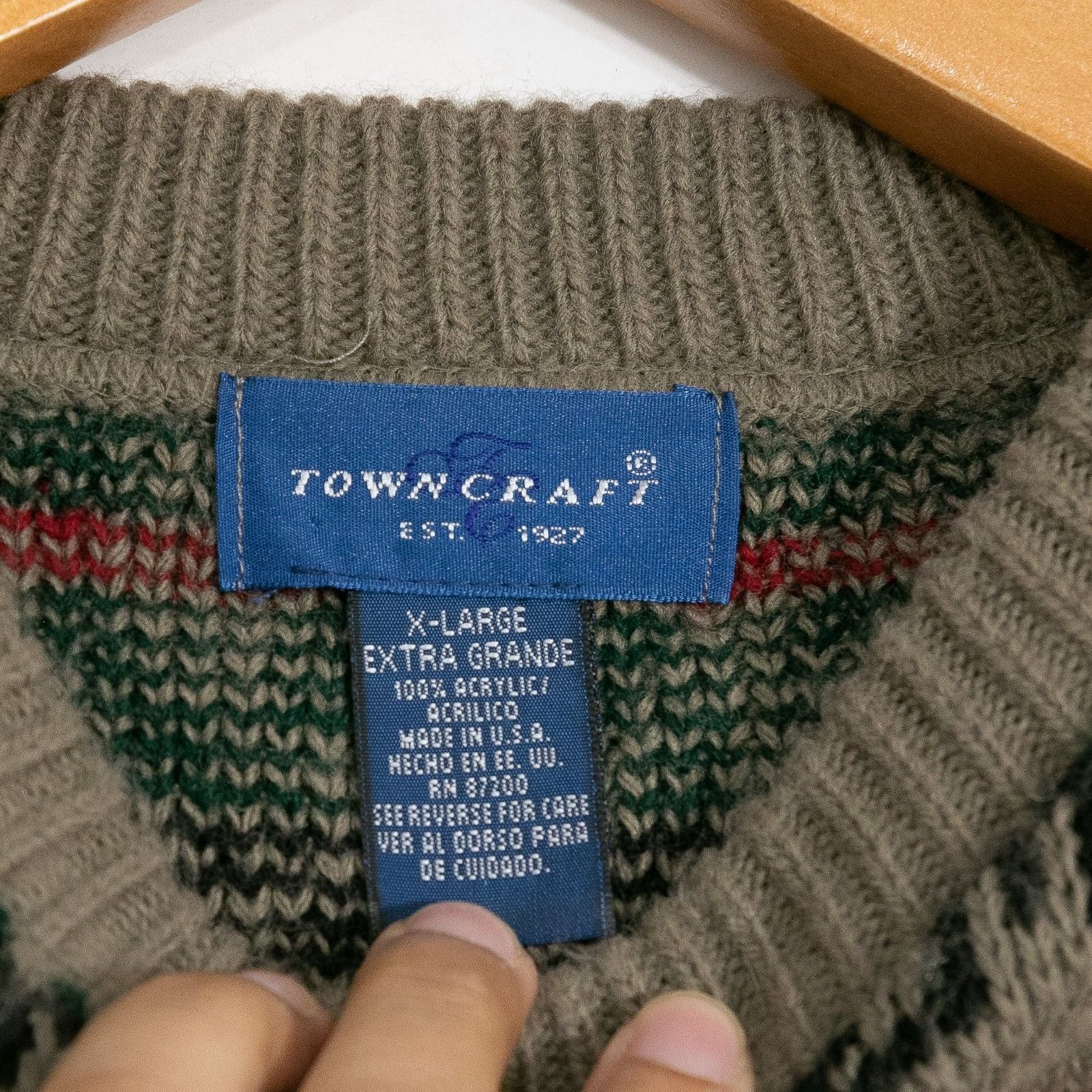 Towncraft Vintage Towncraft Fair Isle Striped Acrylic Sweater Mens XL Size US XL / EU 56 / 4 - 4 Thumbnail