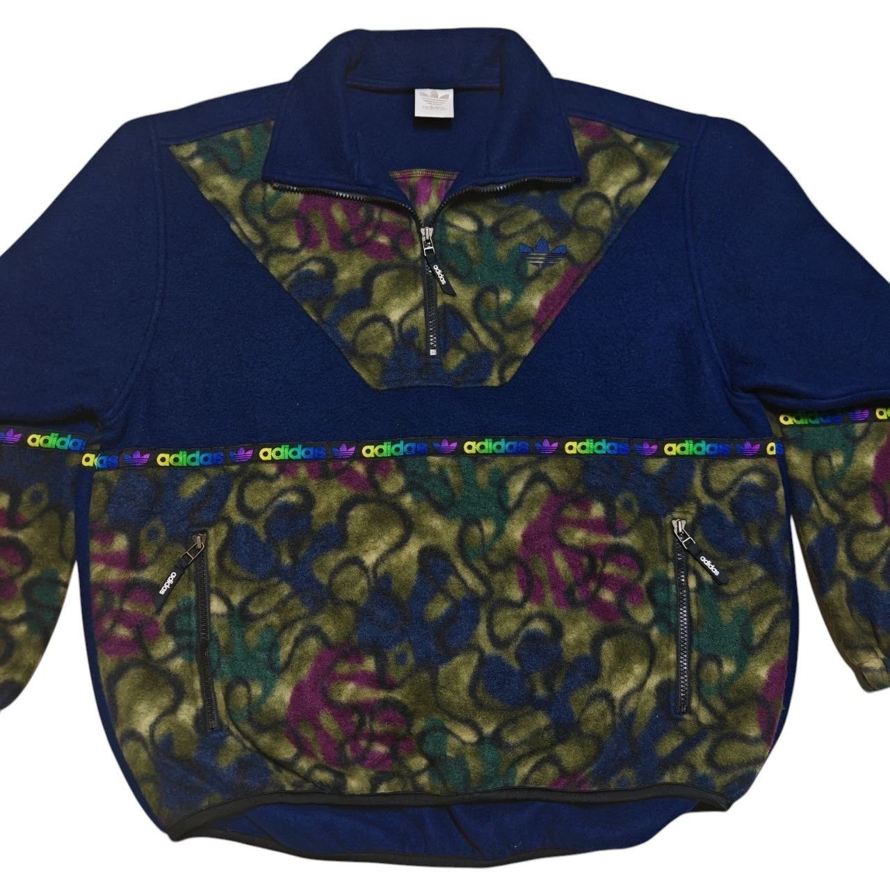 Adidas Rare Vintage Adidas Trefoils Fleece Sweater By Decente Japan Size US M / EU 48-50 / 2 - 10 Thumbnail
