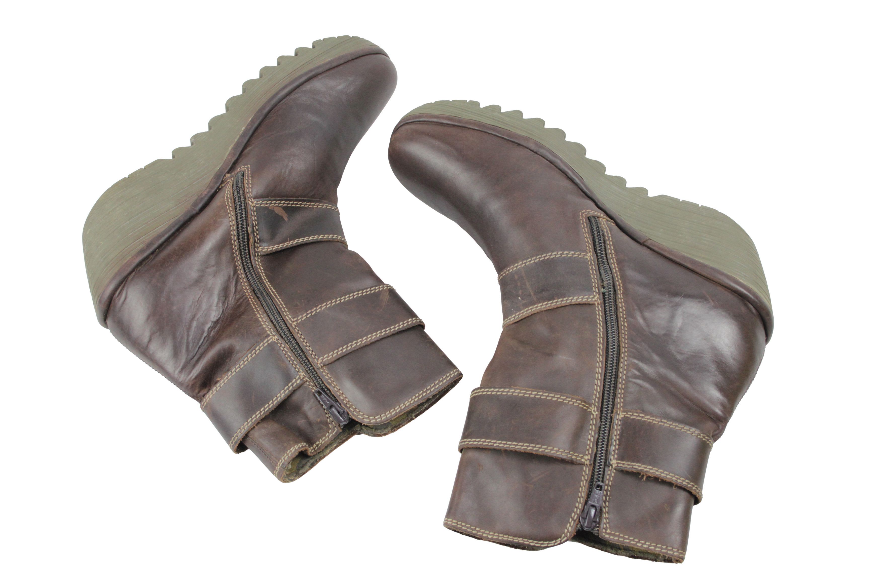 Fly London 00S Y2K Avant Garde Wedge Straps Boots Vintage Size US 11 / IT 41 - 8 Thumbnail