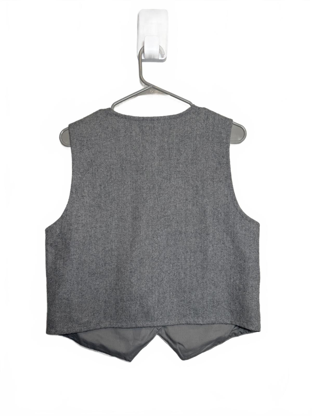 Other Vintage 90s Y2K Black and Gray Embroidered Wool Blend Vest Size L / US 10 / IT 46 - 4 Thumbnail