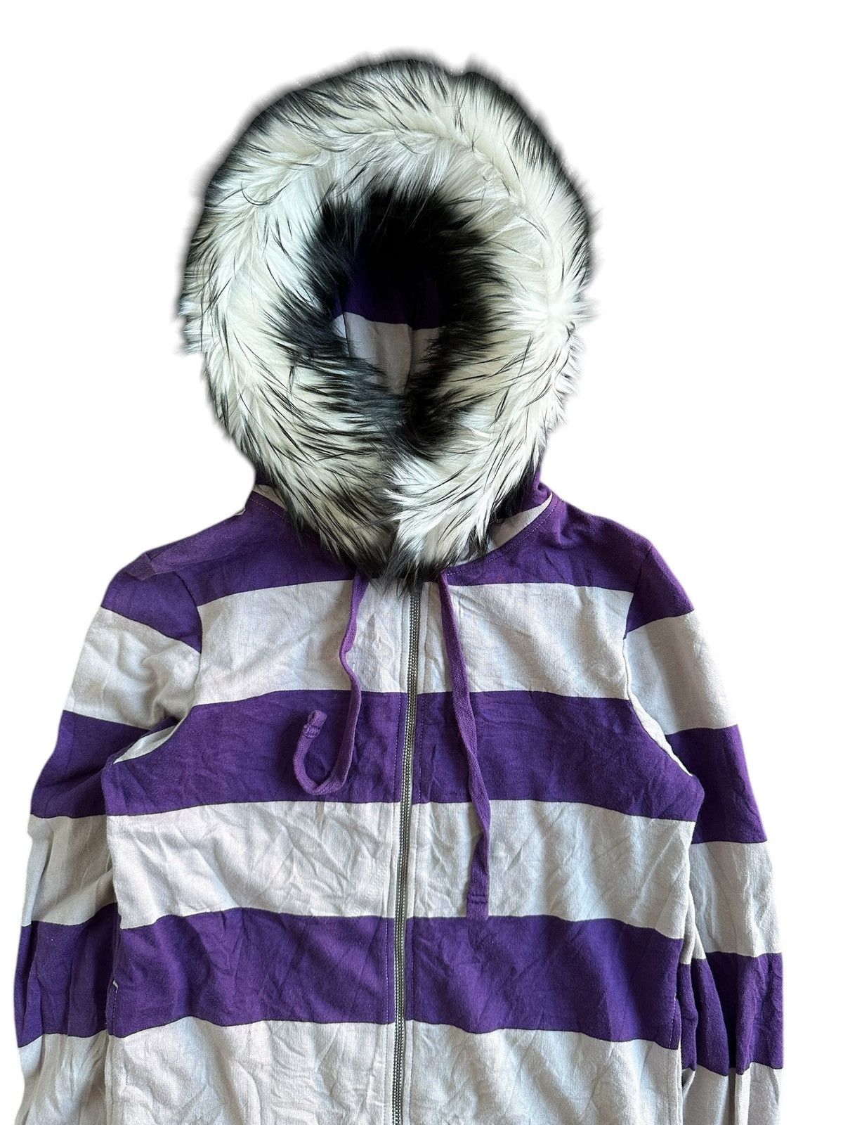 Hysteric Glamour AMPM BIG STRIPED Zip Fur HOODIE IFSIXWASNINE LGB STYLE Size S / US 4 / IT 40 - 3 Thumbnail