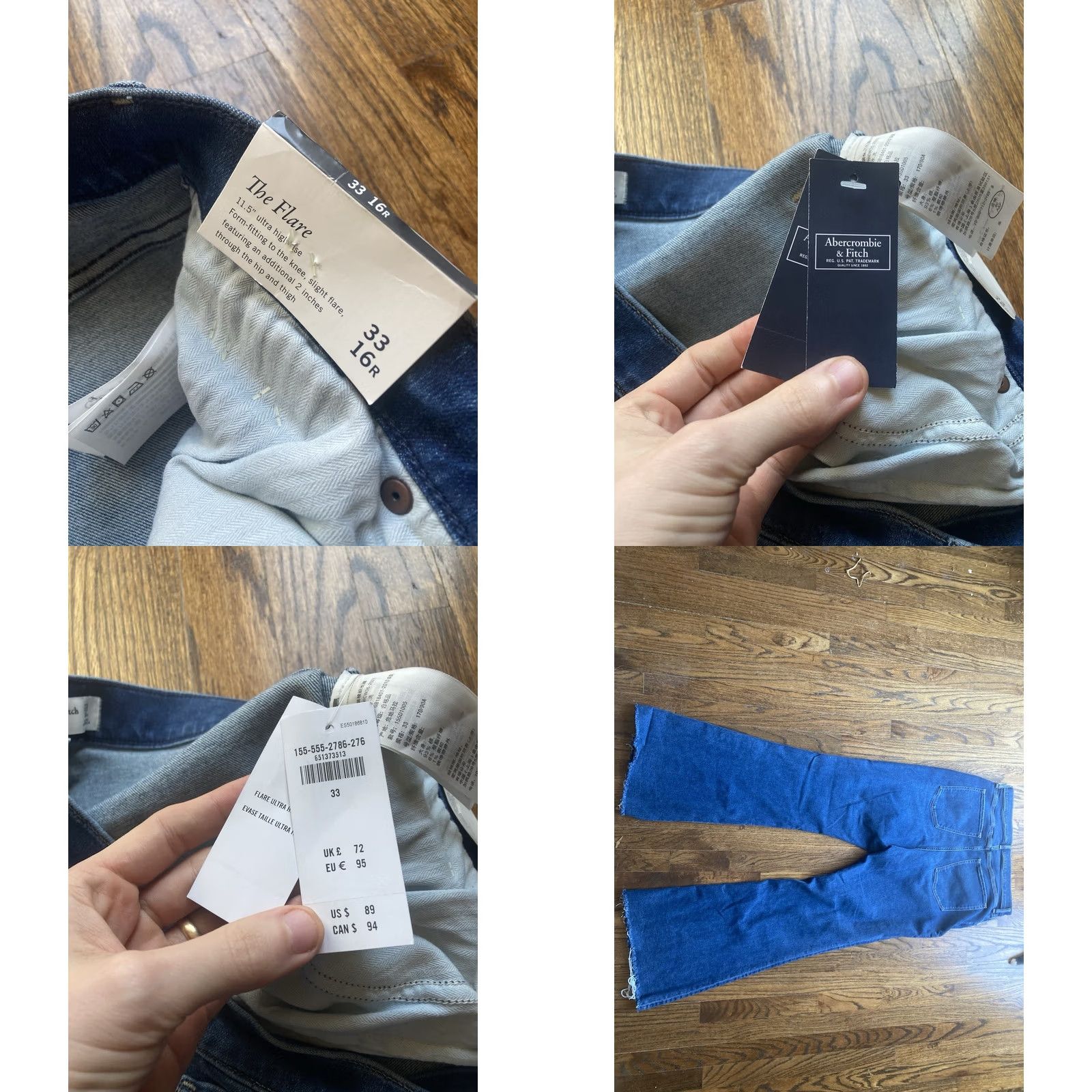 Abercrombie & Fitch Abercrombie & Fitch Jeans Womens 33 16R The Flare Ultra High Rise Curve Love NWT Blue Flared Pants Womens Size 24" / US 00 / IT 34 - 8 Thumbnail