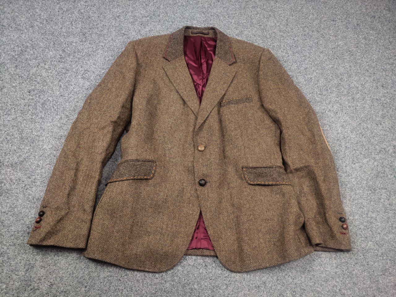 Harris Tweed Holland Esquire Herringbone Tweed Two Button Blazer Jacket Size US L / EU 52-54 / 3 - 3 Thumbnail