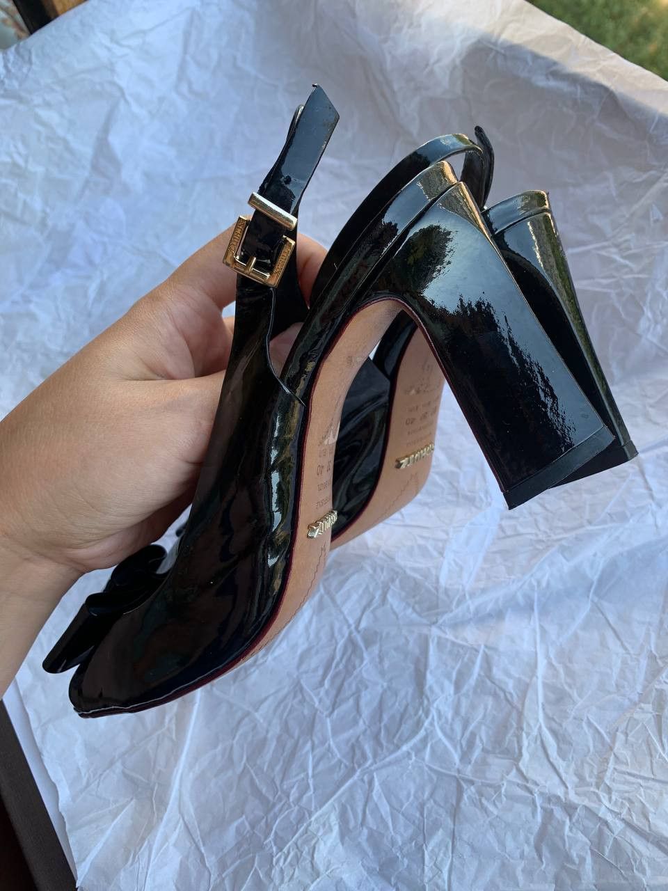 SCHUTZ × Vintage Schutz vintage black patent leather sandals with bow Size US 9 / IT 39 - 6 Thumbnail
