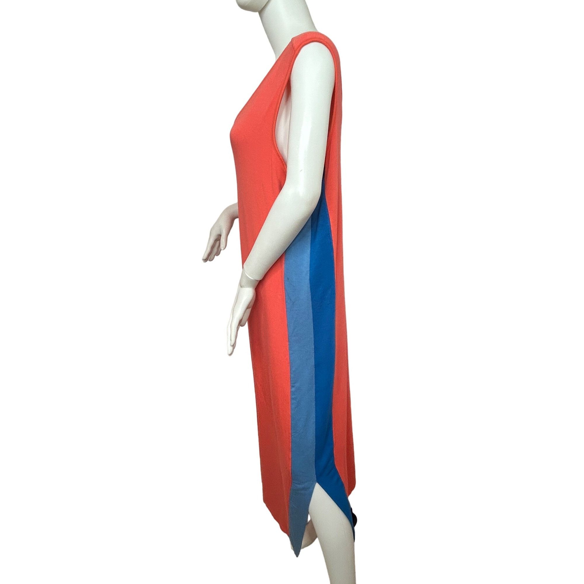 Other Attitudes by Renee Beach Dress XL Coral/ Blue Knit Maxi Slee | Grailed