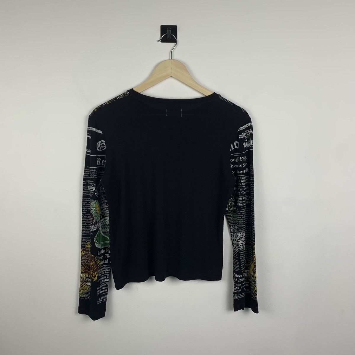 John Galliano Gazette News Paper Long Sleeve T-Shirt Black
