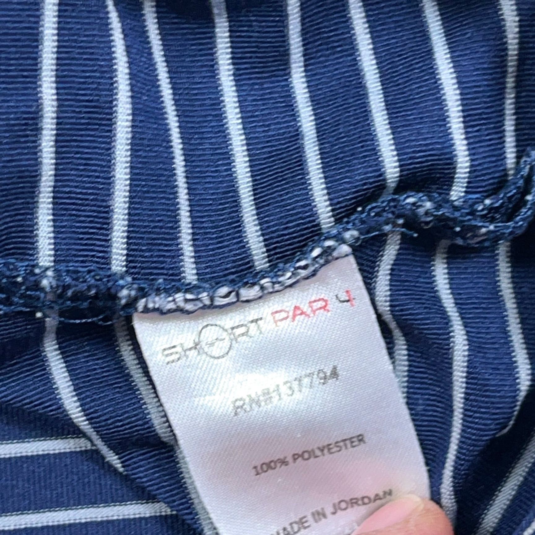 Vintage Short Par 4 Polo Shirt Men XL Navy Blue Striped Performance Wicking Golf Adult Size US XL / EU 56 / 4 - 5 Thumbnail