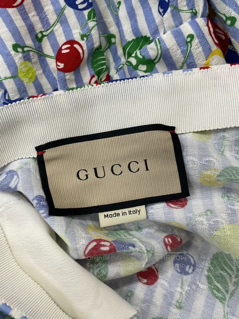 Gucci Gucci Cherry-print striped high-waisted shorts Size 27" / US 4 / IT 40 - 4 Thumbnail