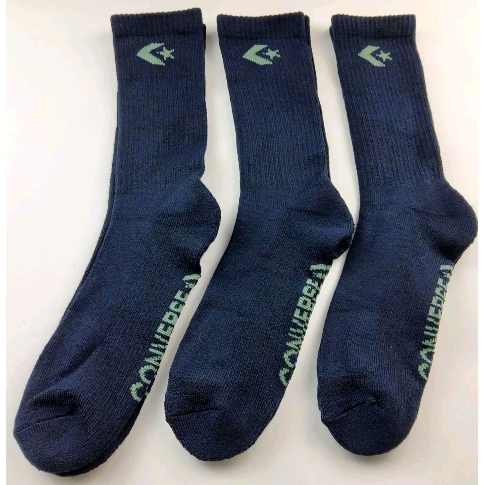Converse Converse Crew Socks Unisex Adults 6-12 Multicolor 3 Pairs Cushioned Mid Calf Shaft Size ONE SIZE - 2 Thumbnail