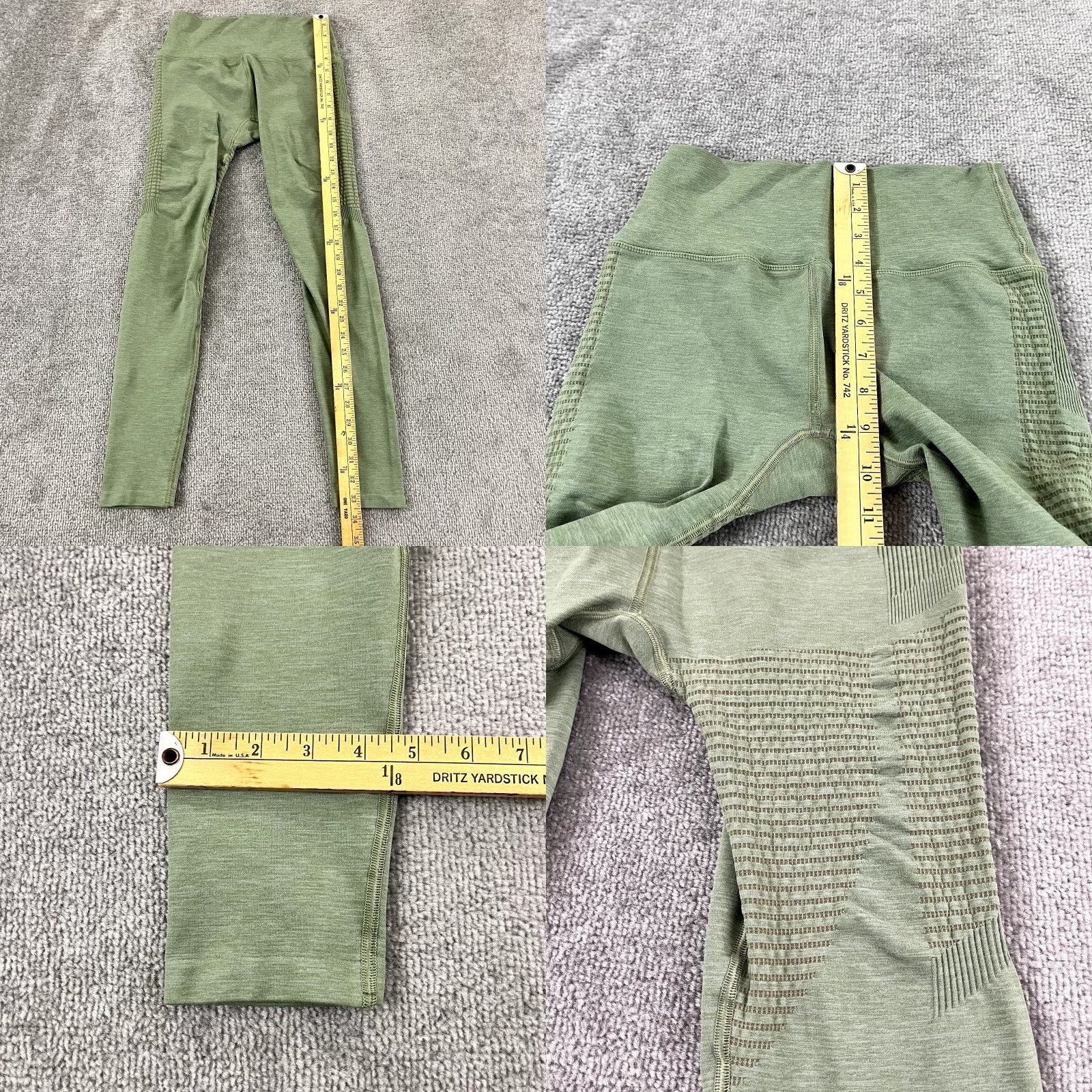 Vintage ALPHALETE Leggings Large Green Ankle Lightweight Workout Pants Womens Size 36" / US 14 / IT 50 - 8 Thumbnail