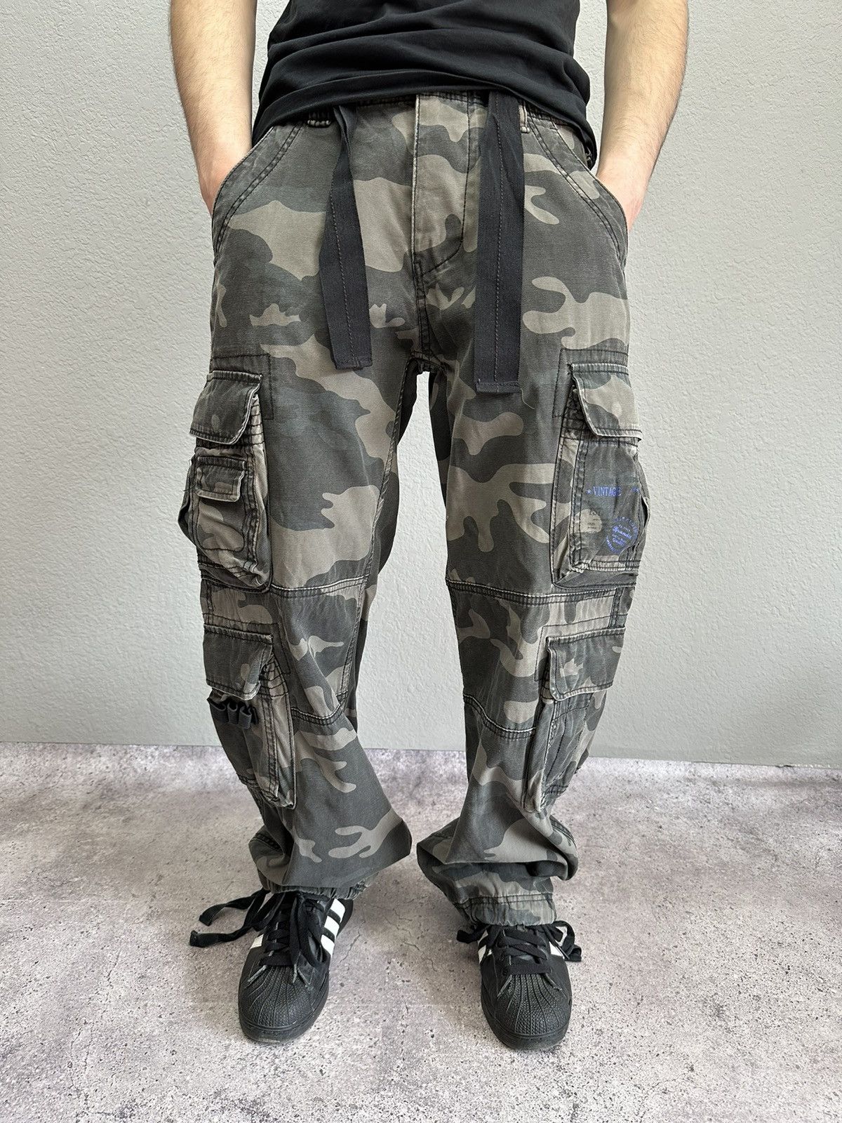 Brandit × Japanese Brand × Vintage Vintage Brandit Camo Rave Bondage Pants Belted Y2K Archival Size US 33 - 3 Thumbnail