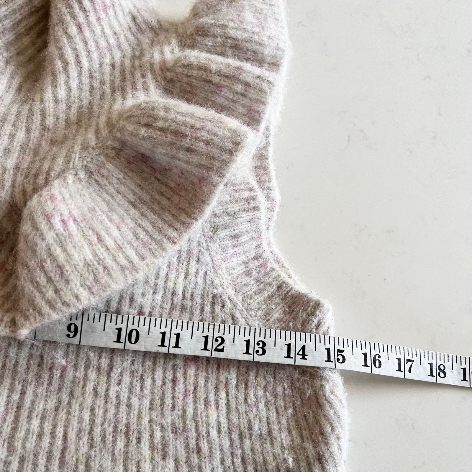 Zara Zara Ivory Blush Pink Heather Ruffled Mock Rib Knit Sweater Size S / US 4 / IT 40 - 4 Thumbnail