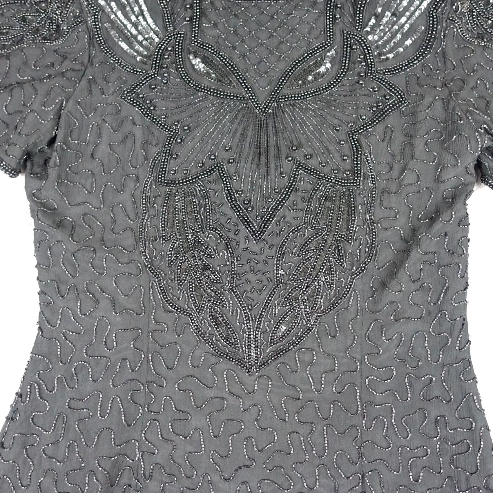 Adrianna Papell VINTAGE Adrianna Papell Dress Womens 12 Silk Beaded Sequin Evening Gown 90s VTG Size XL / US 12-14 / IT 48-50 - 3 Thumbnail