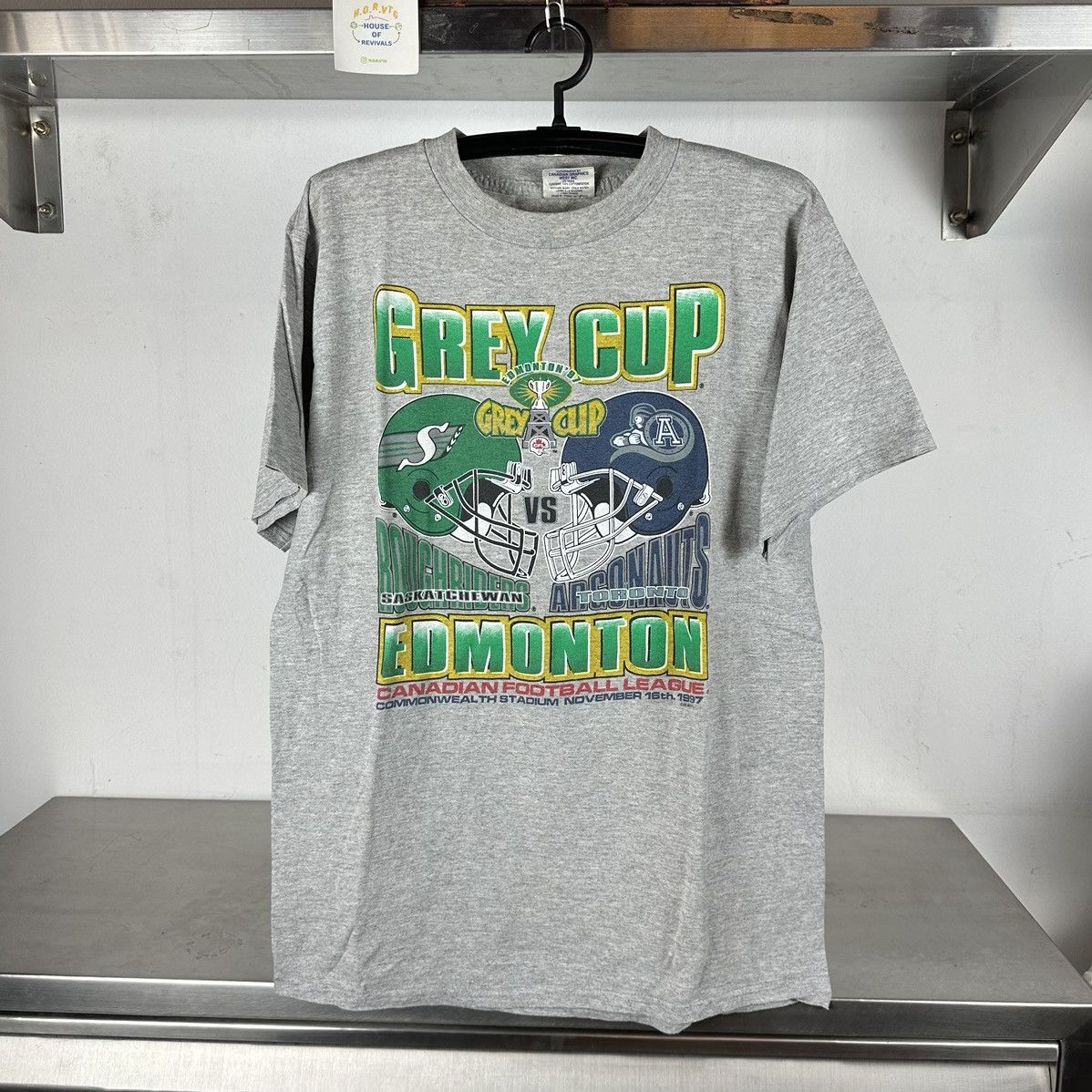 NFL × Vintage Vintage 1997 Edmonton Grey Cup CFL Football T-shirt Size US XL / EU 56 / 4 - 1 Thumbnail
