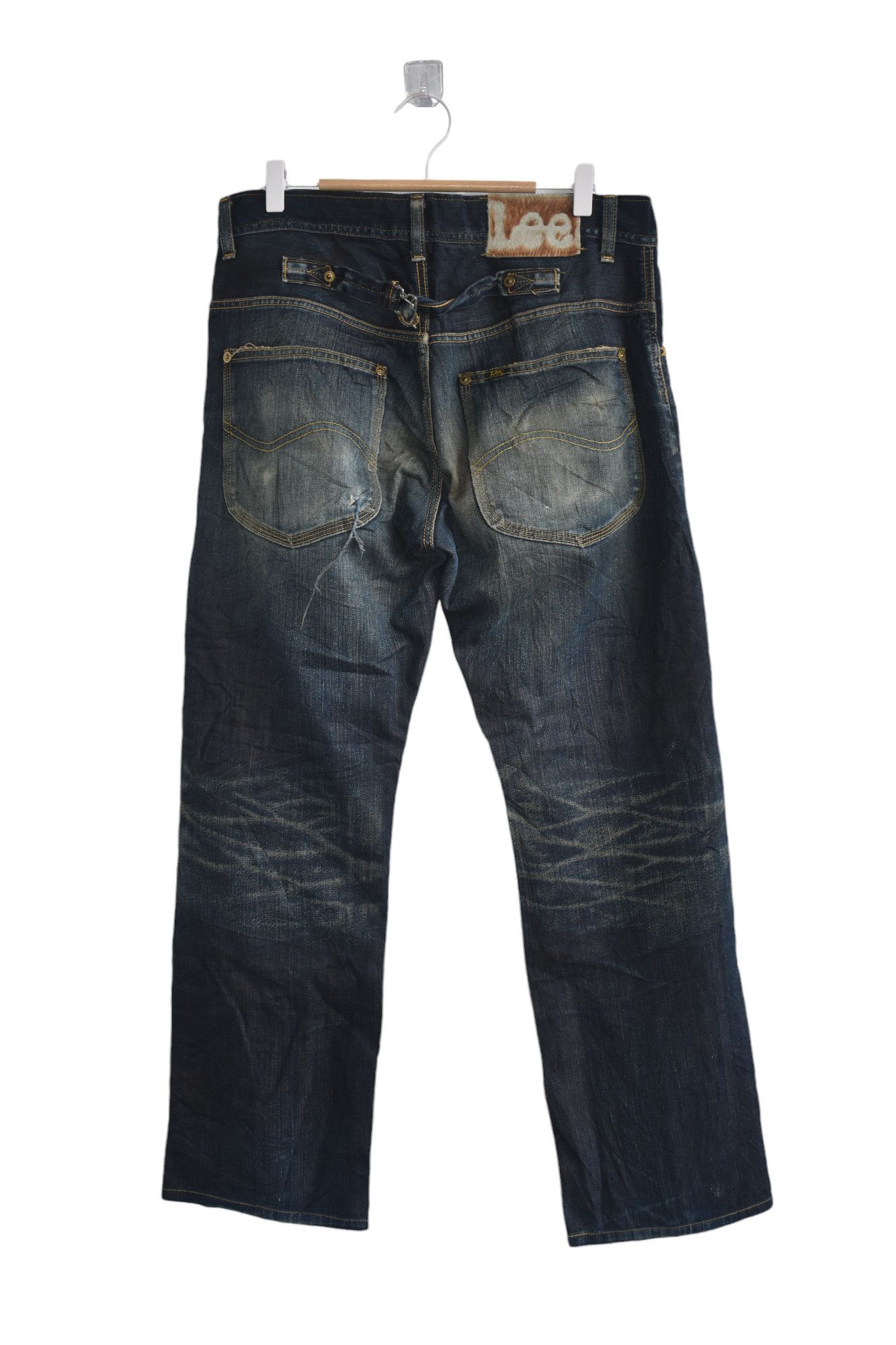 Japanese Brand × Lee × Vintage Wide Leg 🔥 Distressed Lee Cowboy Jeans Size 33 Size US 33 - 3 Thumbnail