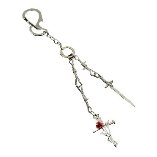 Jewelry Silver Sword and Rose Cross Keychain, Gothic Charm Size ONE SIZE - 5 Thumbnail