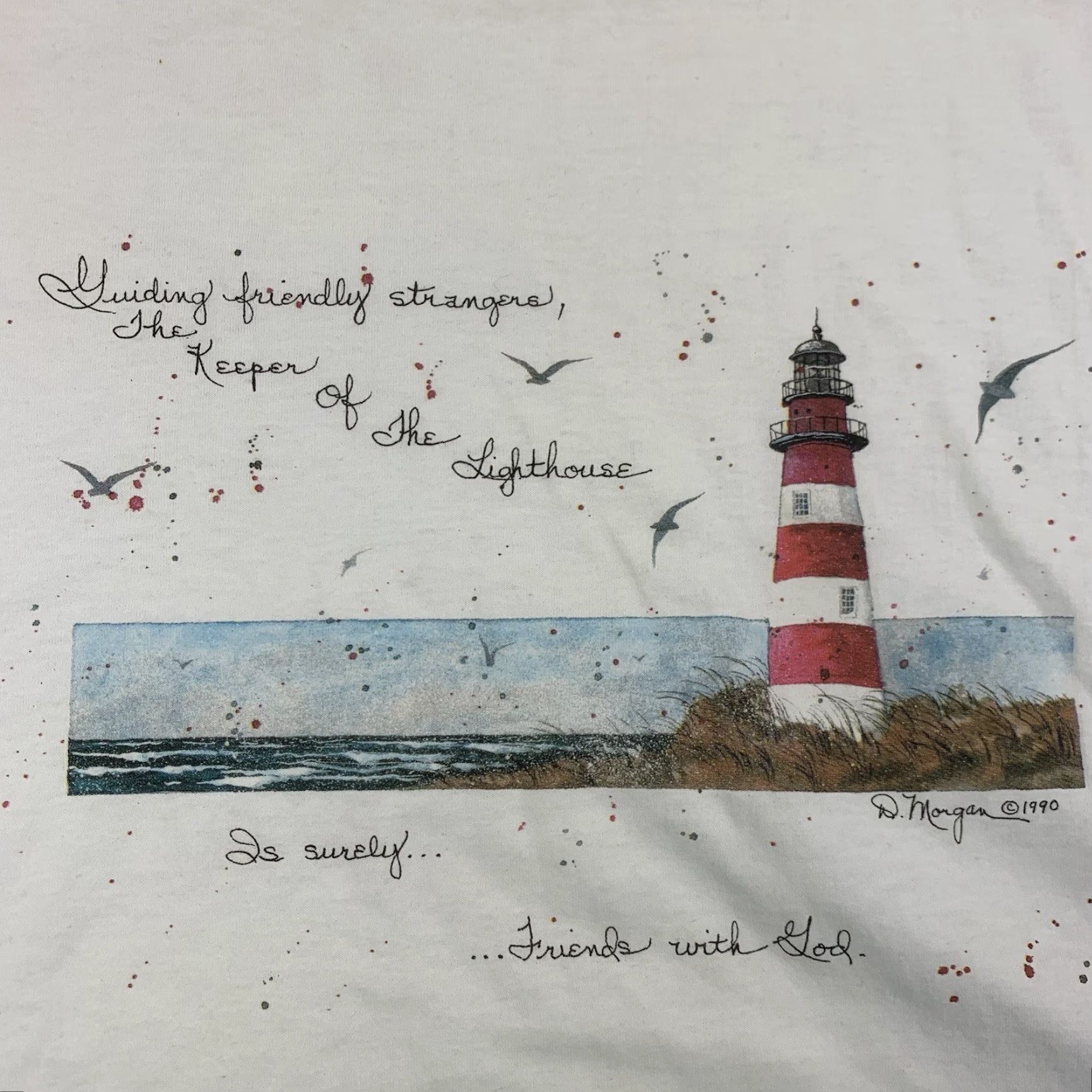 Jerzees VINTAGE Jerzees T-Shirt Ocean Beach Lighthouse 90s Y2K White Adult XL Mens T-Shirt 90s Beach Nature Quote White XL Size US XL / EU 56 / 4 - 3 Thumbnail