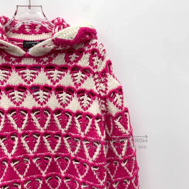 Chanel Chanel Colour block knitted love cashmere tassel hooded lo Size XS / US 0-2 / IT 36-38 - 3 Thumbnail