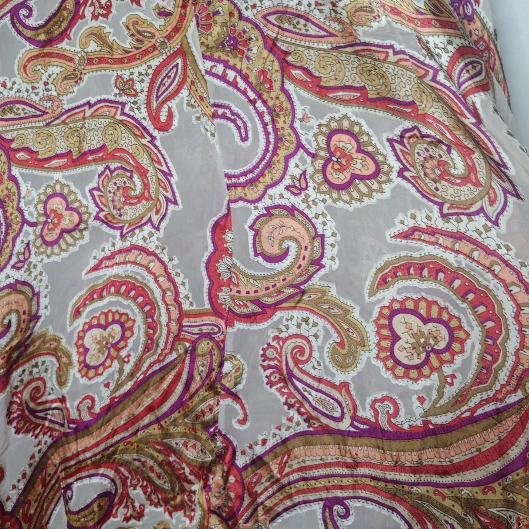 Vintage Ulla Popken Plus Size Blouse 20/22 Brown Paisley Long Sleeve V-Neck Bell Sleeve Rayon Silk Womens Size 3XL / US 20-22 - 6 Thumbnail