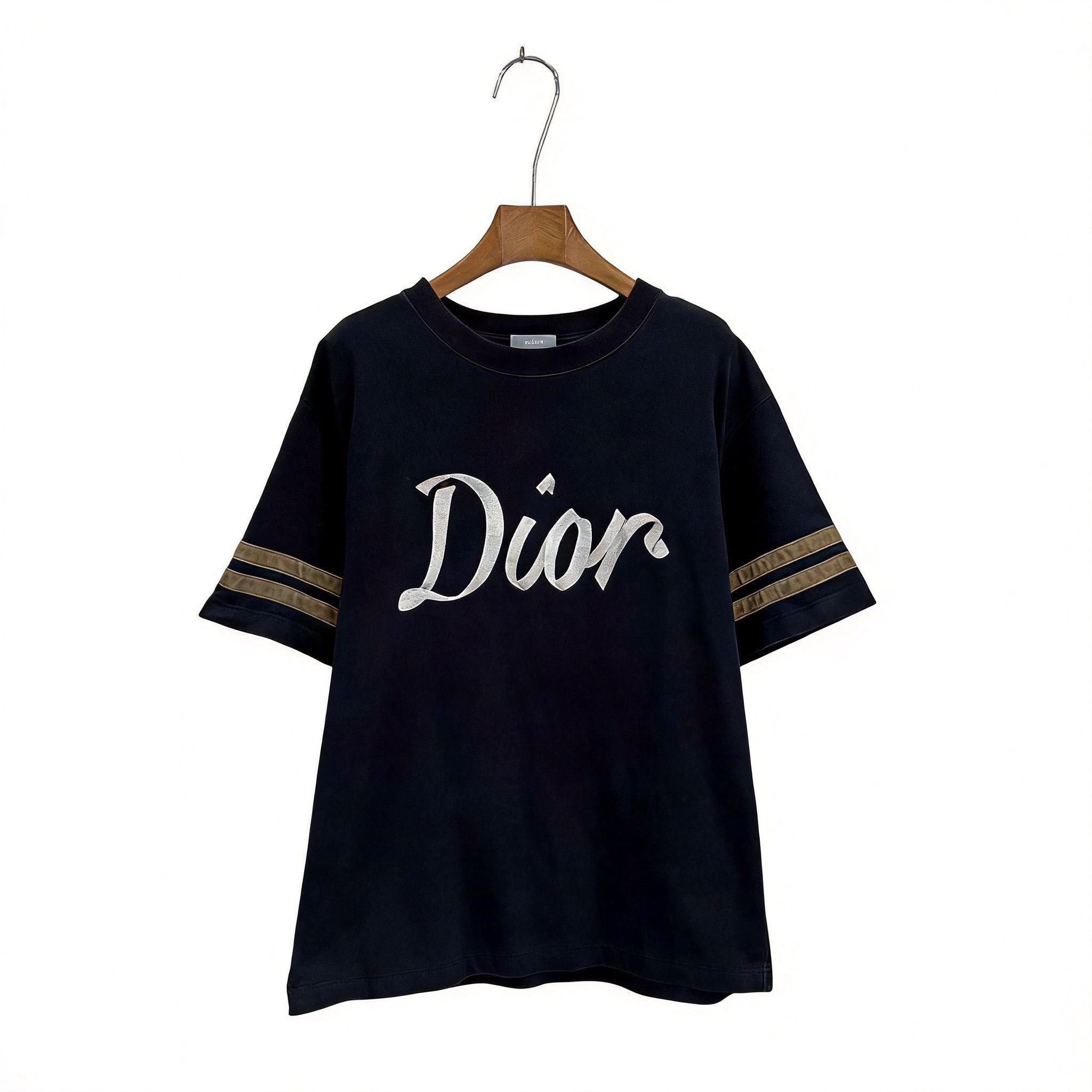 Dior Black Chest & Back 47 Embroidery Tee/, Men's