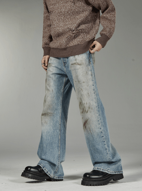 Japanese Brand × Vintage American retro loose wide-leg straight distressed jeans Size US 32 / EU 48 - 1 Thumbnail