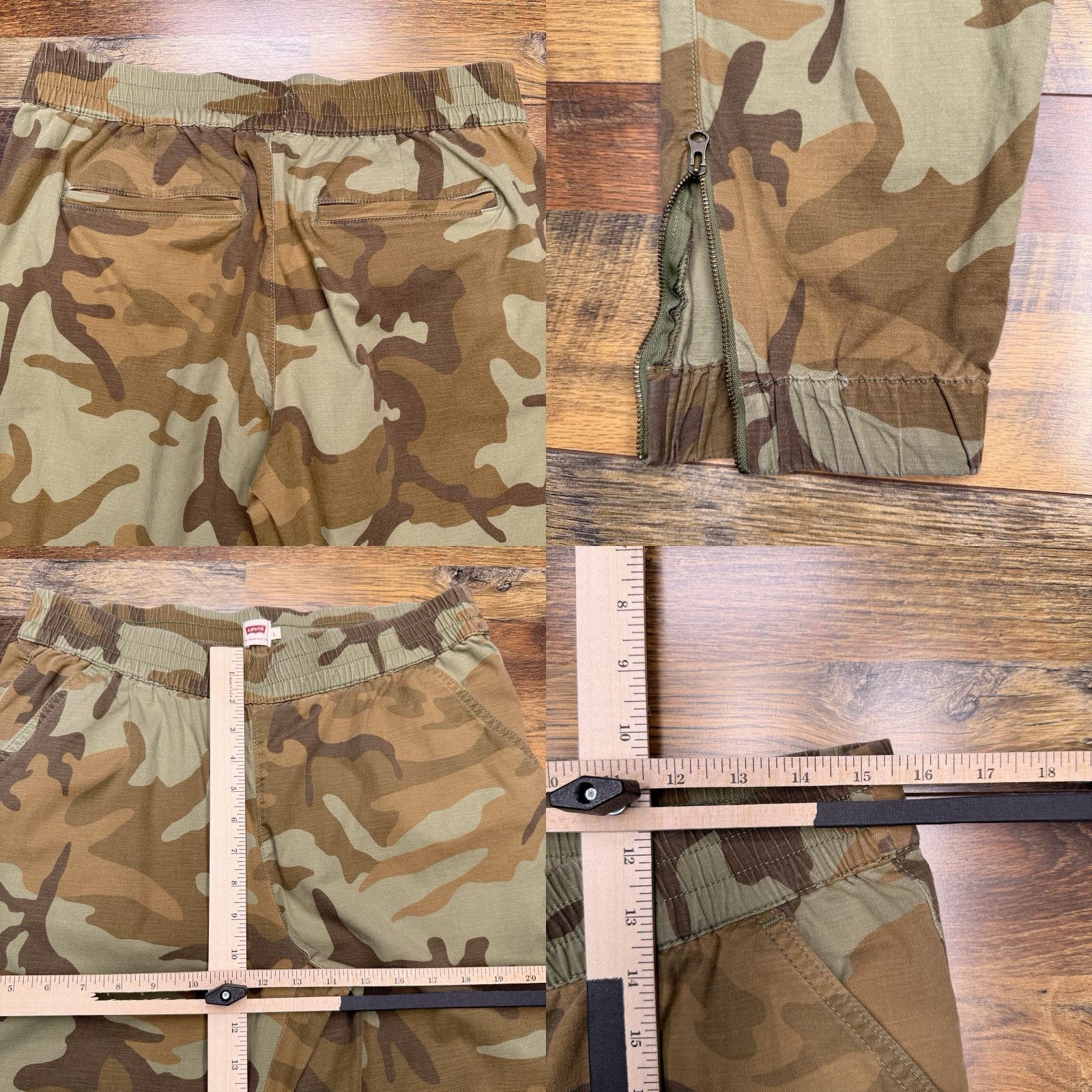 Levi's Levis Jogger Pants Womens Large Green Camo Ankle Zip Stretch Size 36" / US 14 / IT 50 - 8 Thumbnail