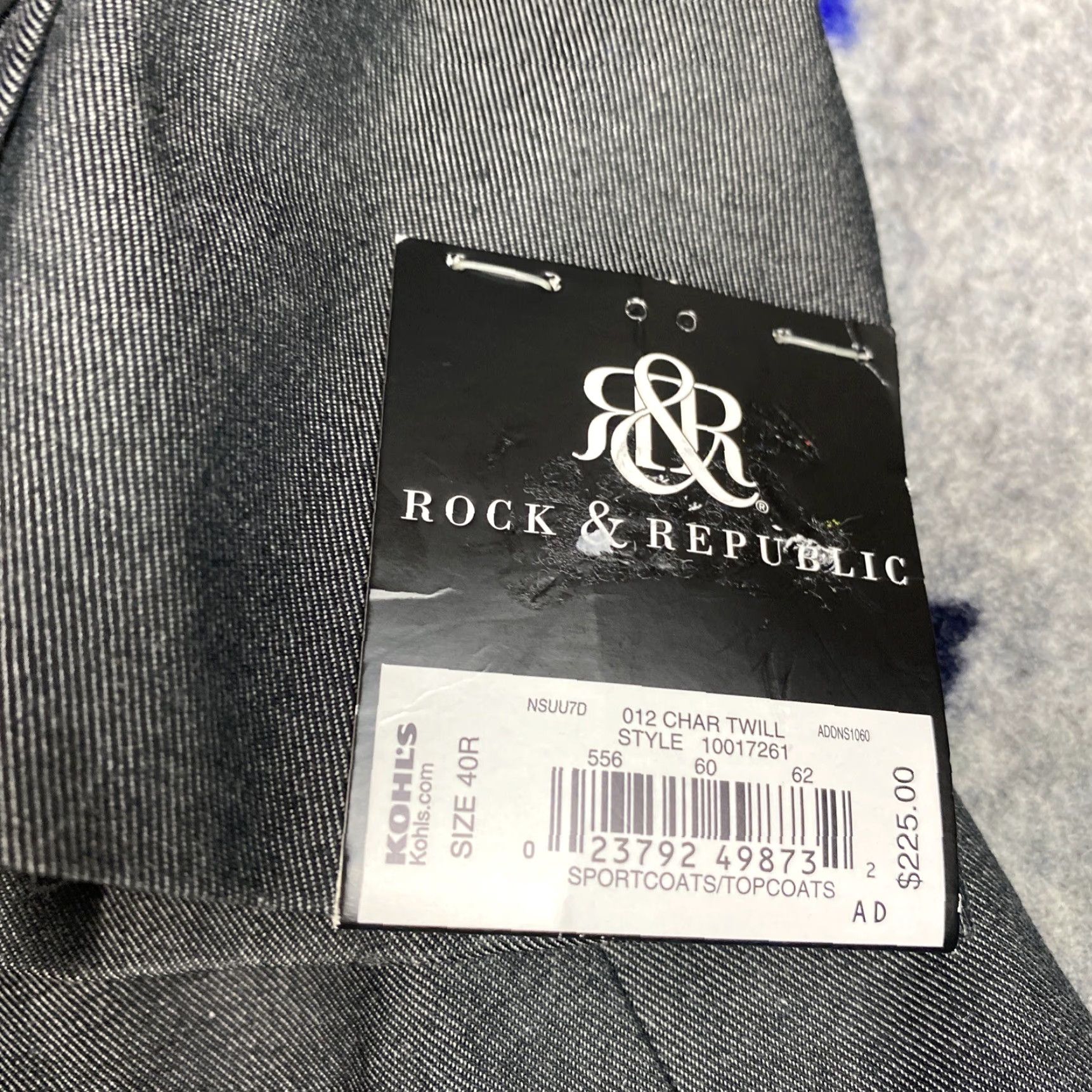 Vintage Rock & Republic Blazer Jacket Sport Coat 40R Mens Gray NEW Size 40R - 2 Thumbnail