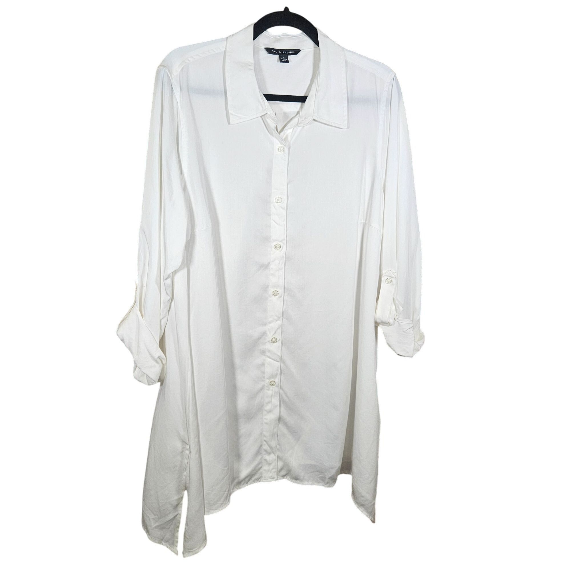 Other Zac Rachel Women Soft White Button Tunic Shirt Dress L Clean Size L / US 10 / IT 46 - 3 Thumbnail