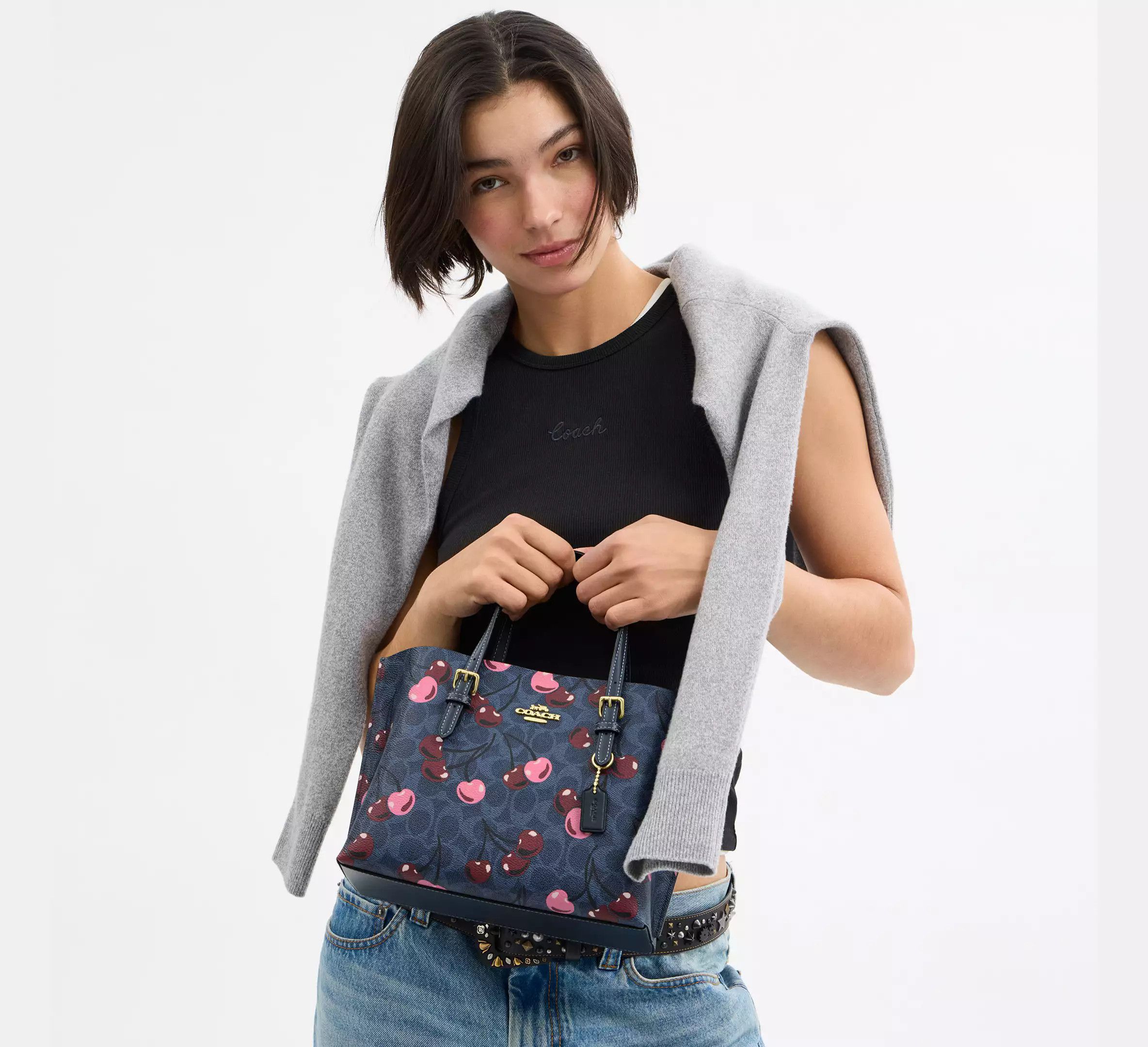 Coach Mollie Tote Bag 25 In Signature Canvas With Cherry CZ772 Size ONE SIZE - 6 Thumbnail