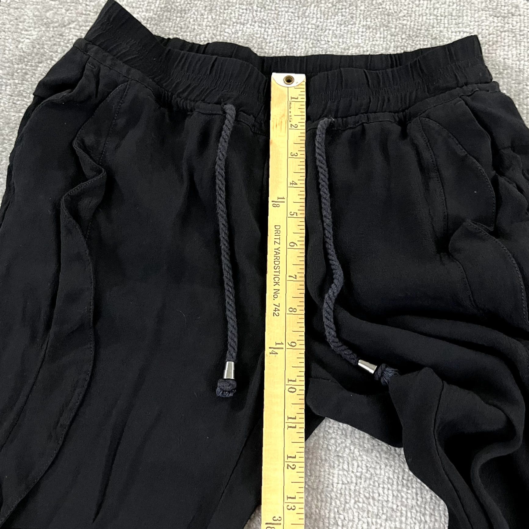 Anthropologie ANTHROPOLOGIE Pants Womens XS Black Crop Tapered Joggers Hippie Ruffled Size 26" / US 2 / IT 38 - 7 Thumbnail