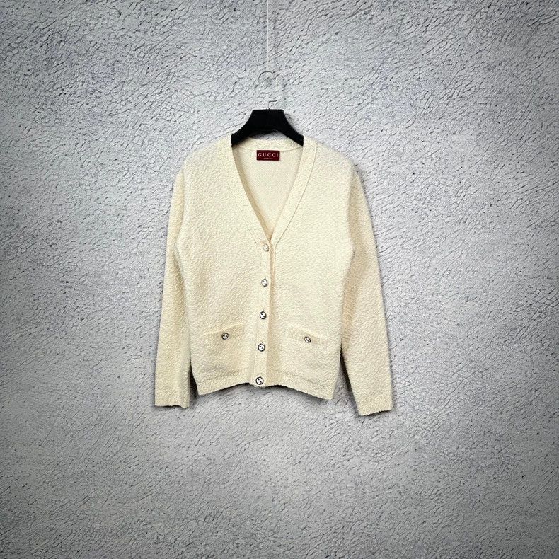 Gucci Gucci Long Sleeve Cardigan in Cream Color-dmc Size US S / EU 44-46 / 1 - 1 Thumbnail