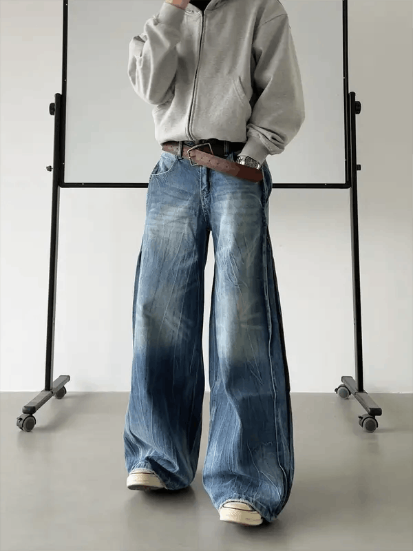 【やまやま】A.PRESSE everyone Baggy Denim Jean Akiyama x Junko Embroidered Wide Leg Washed Baggy Jeans