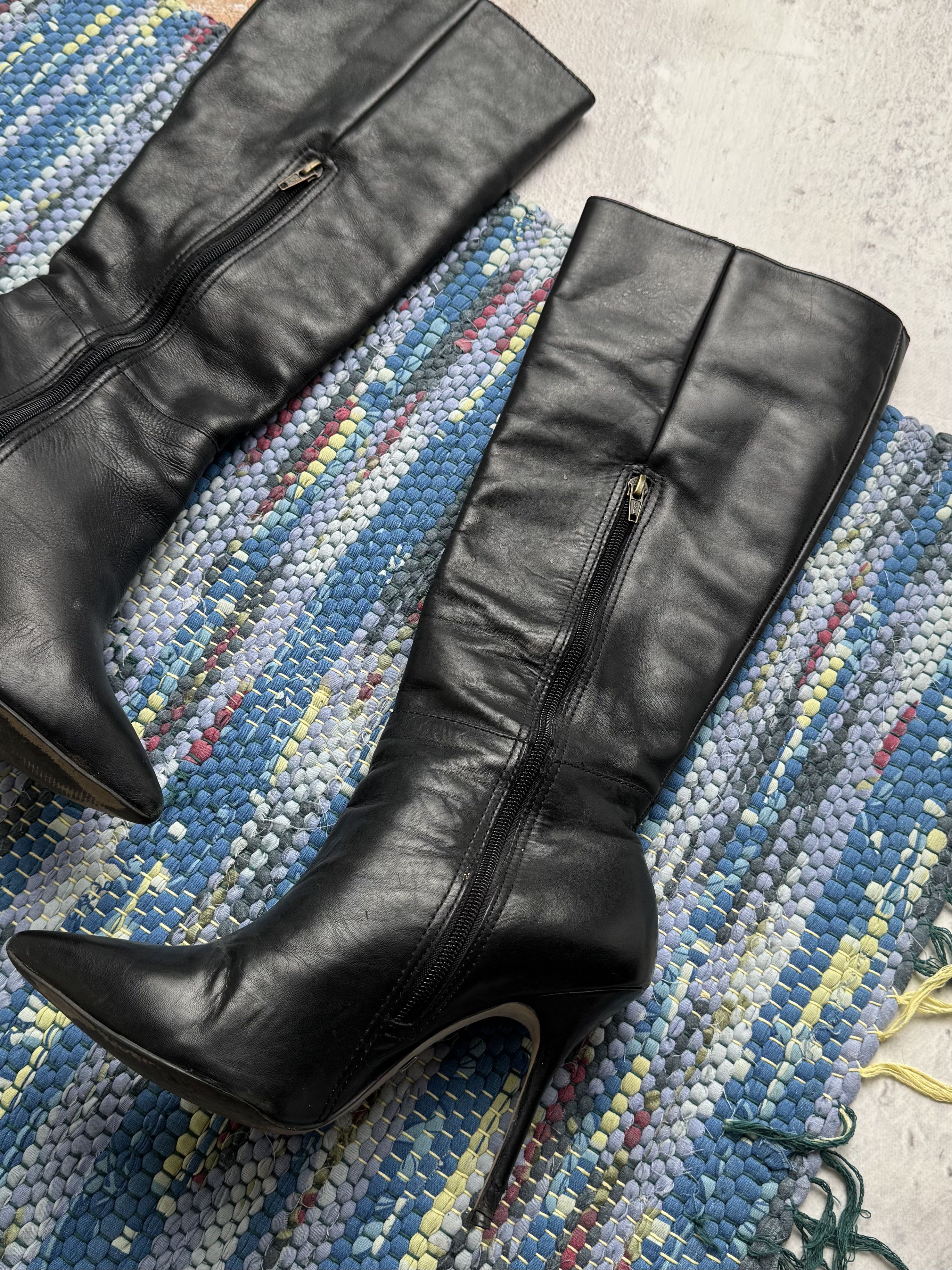 Vintage Vintage Leather Boots With Heels A8(V1)D15 Size US 9 / IT 39 - 6 Thumbnail