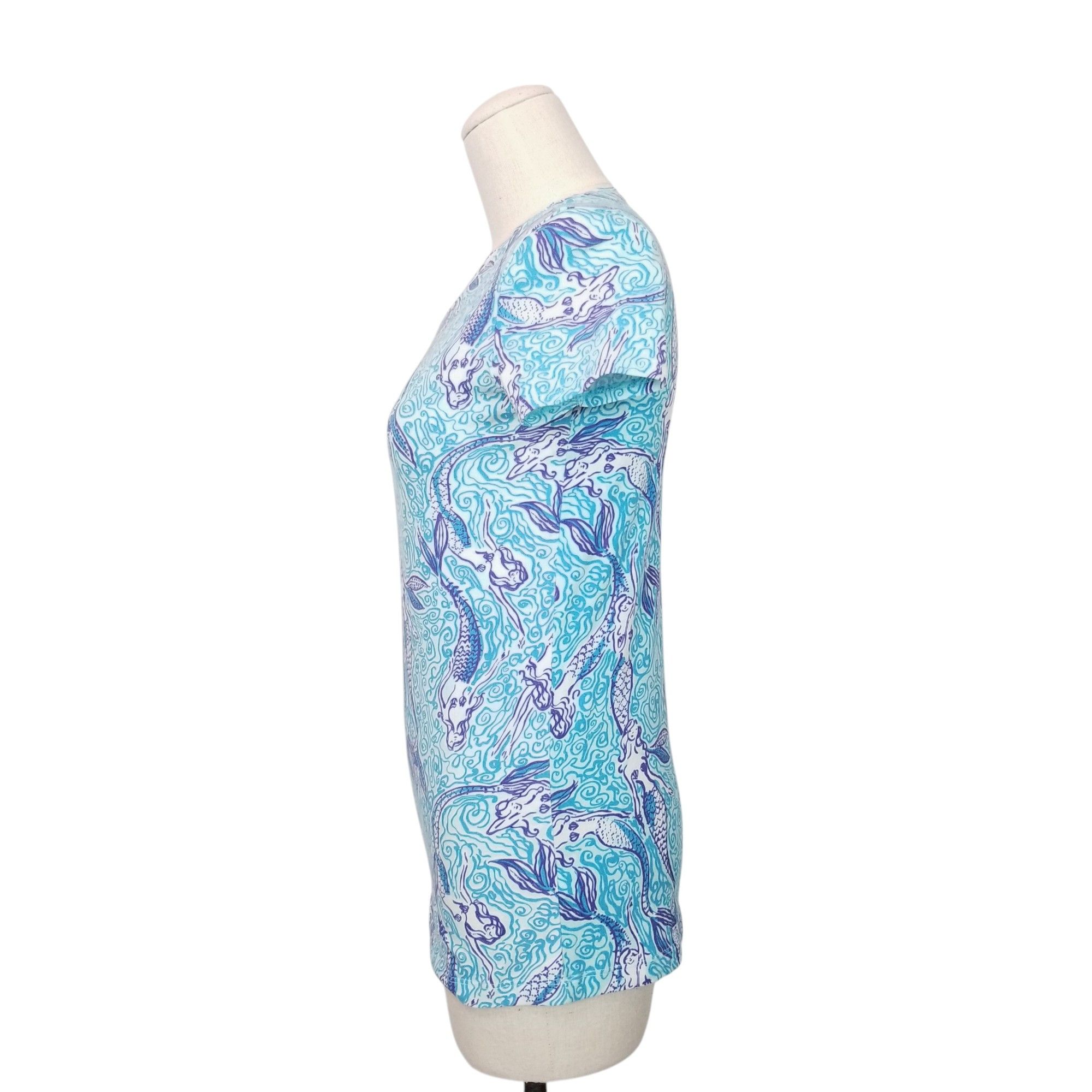 Lilly Pulitzer Short Sleeve Tee Nice Tail Mermaids Size XS / US 0-2 / IT 36-38 - 2 Thumbnail