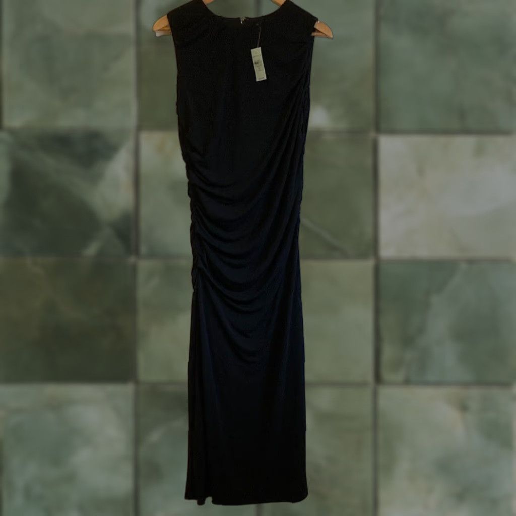 Ann Taylor Dress ruched Sleeveless A-Line Midi Petite 10P Black Women -  www.hospizverein-ansbach.de