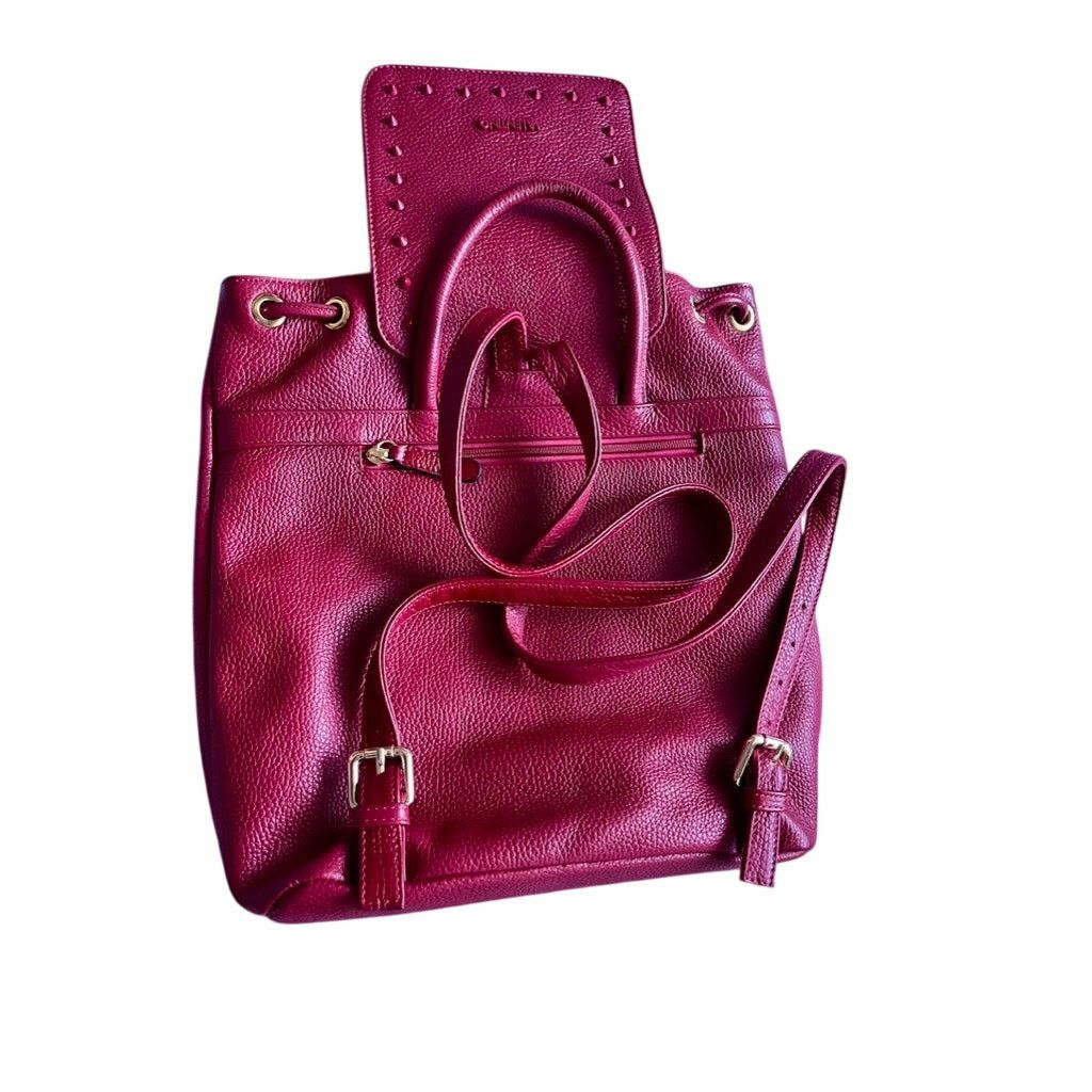 Mario Valentino Mario Valentino Red Leather Studded Backpack spa Size ONE SIZE - 6 Thumbnail
