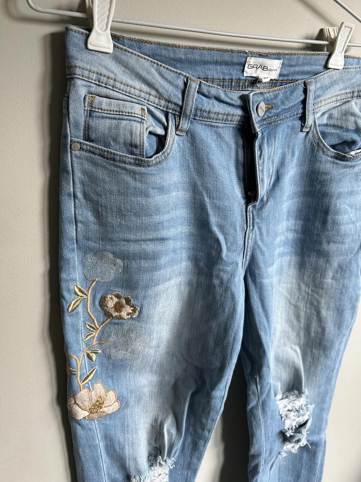 Dolce & Gabbana Grab Hi Rise Blue Jean Embroidered Sequin Flower-Sz 29 (12) Size 29" - 4 Thumbnail