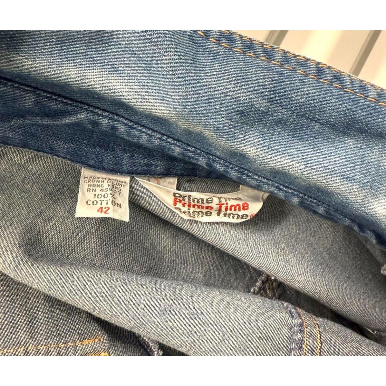 Vintage VTG Prime Time 70s Denim Snap Button Down Blue 42 US 10 Size US XS / EU 42 / 0 - 6 Thumbnail