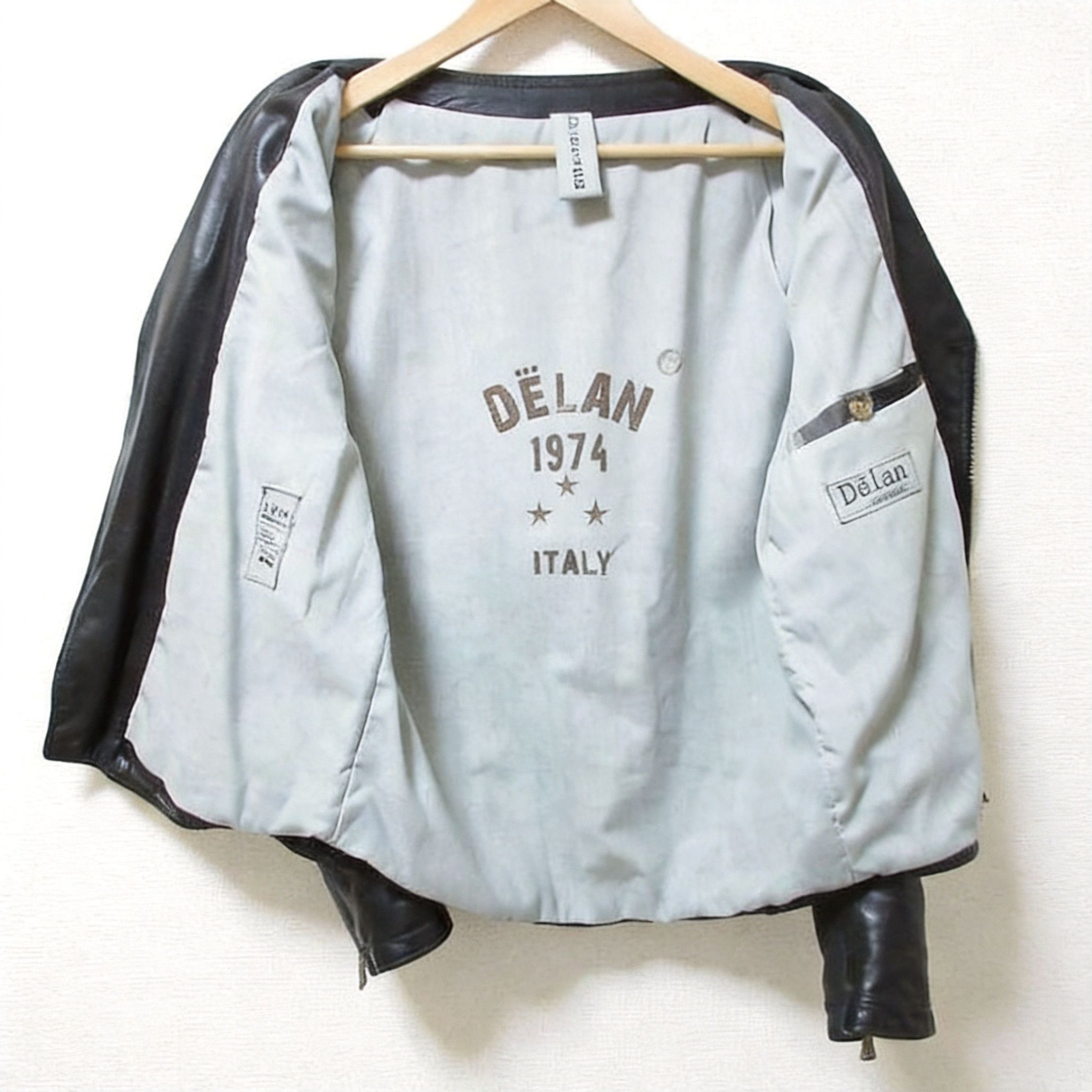 Delan Black Double Zip Leather Rider Jacket/, Men's (Size M) — image 4 of 6