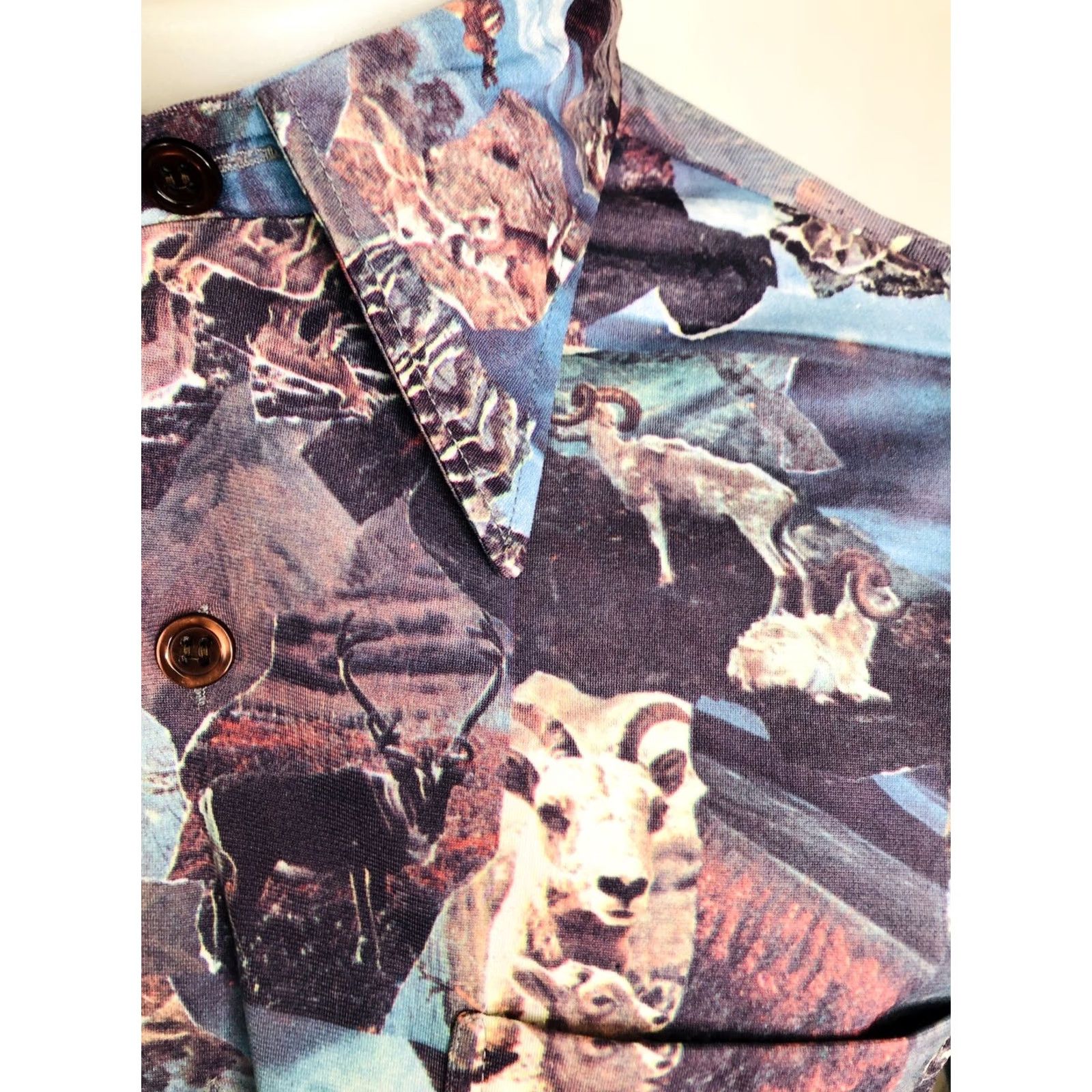 Sears SEARS Knit GOATS / ZEBRA WILDLIFE Shirt Md. M Multicolor Button-Up Long Sleeve Collared Mens Size US M / EU 48-50 / 2 - 6 Thumbnail