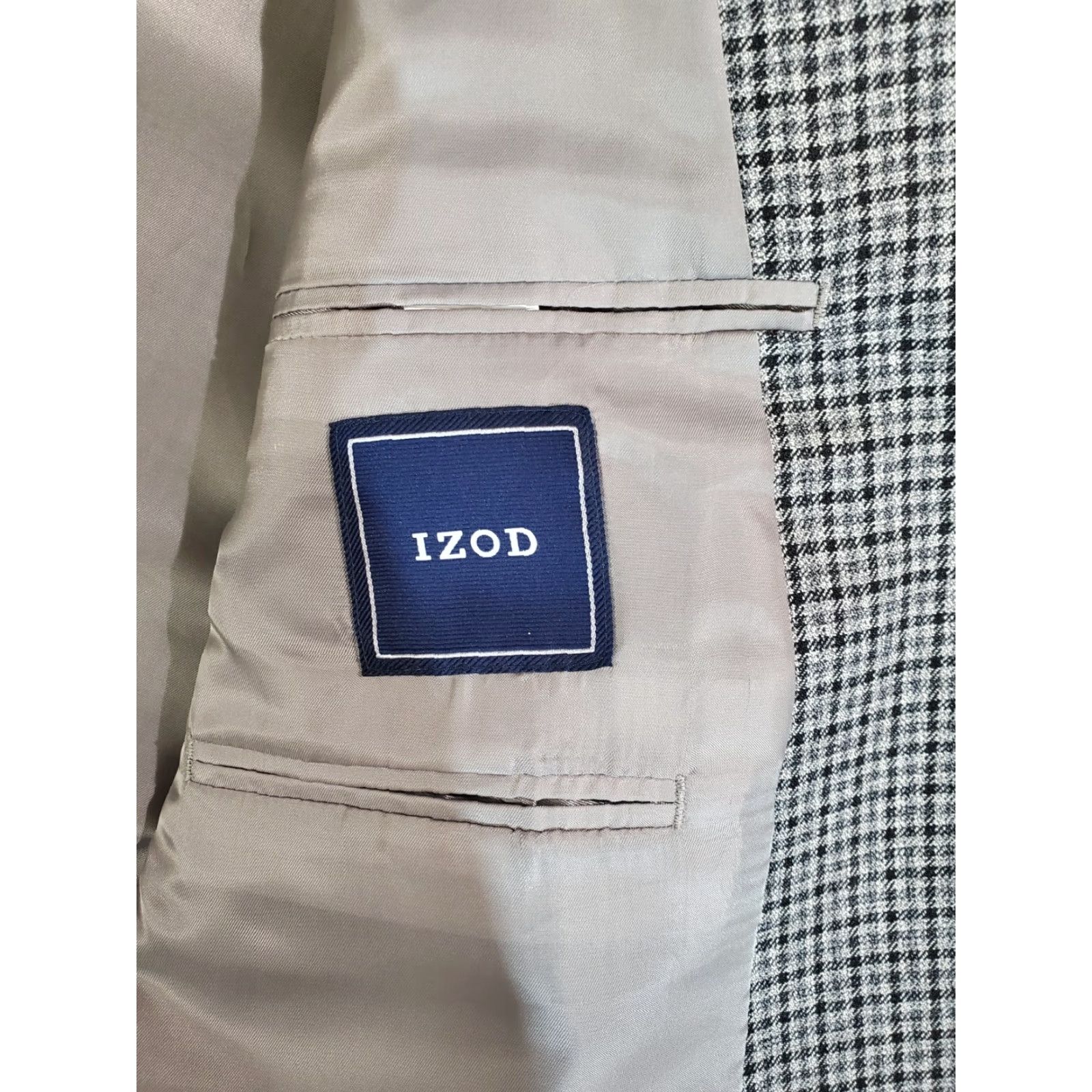 Izod IZOD Blazer Sport Coat Jacket Two Button Checkered Geometric Pattern Mens 44 Reg Size 44R - 4 Thumbnail