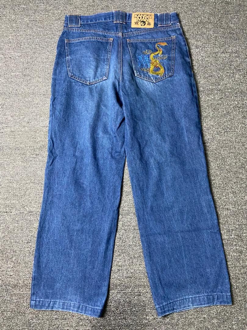 Japanese Brand KANSAI MAN Dragon Embroidered Baggy Jeans (136) Size US 32 / EU 48 - 1 Thumbnail