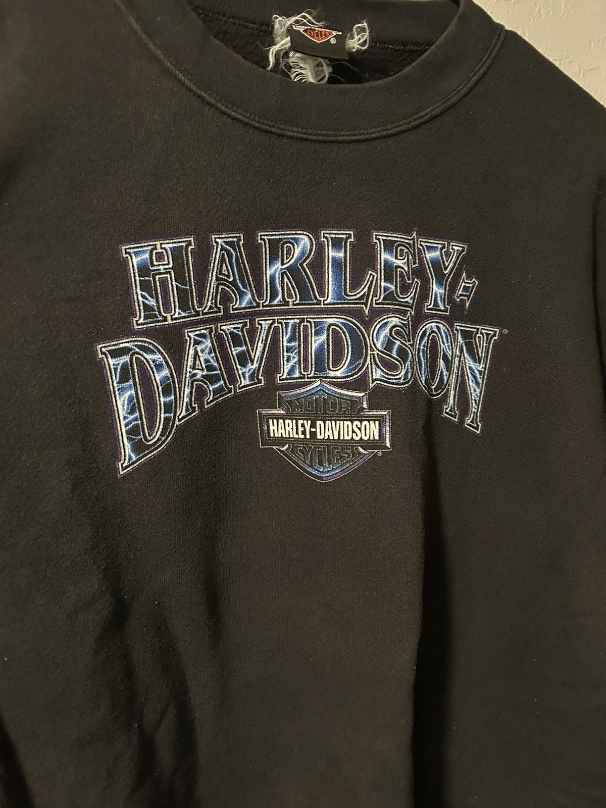 Harley Davidson Vintage Harley Davidson Lightening font spell out sweater L Size US L / EU 52-54 / 3 - 3 Thumbnail