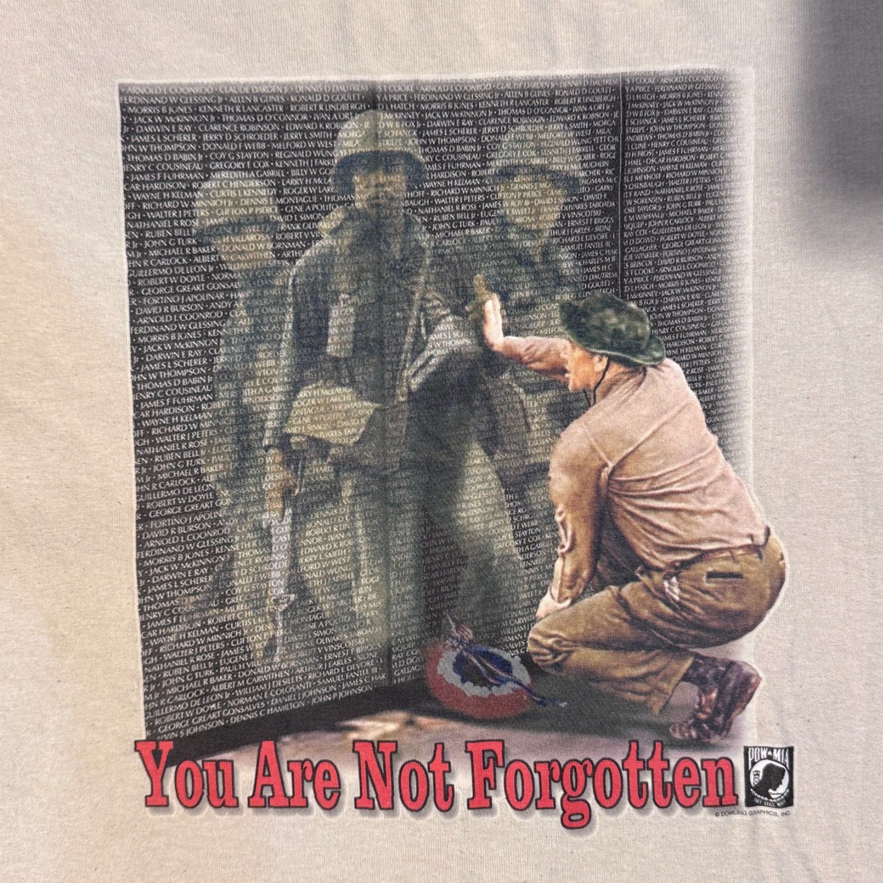 Gildan VINTAGE Y2K Pow Mia 2002 You Are Not Forgotten TShirt Medium USA Soldiers Shirt Mens Beige Gildan Logo AM Size US M / EU 48-50 / 2 - 2 Thumbnail