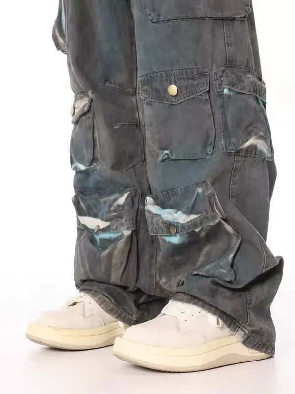 VIBE Retro distressed multi-pocket tie-dye gradient work jeans Size US 32 / EU 48 - 5 Thumbnail